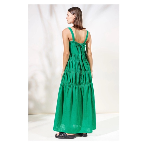 New! RUE STIIC Elsa Linen Blend Tiered Maxi Dress - Picture 6 of 12
